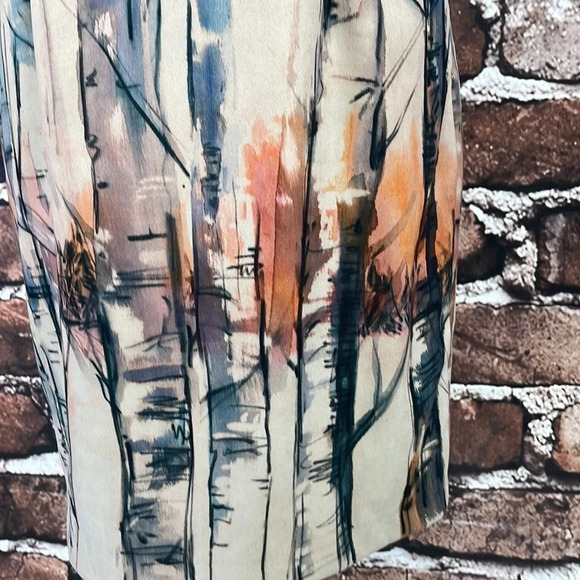 Lavand Dress Sheath Tan Sleeveless Tree Print Watercolor Size Medium - Picture 8 of 16